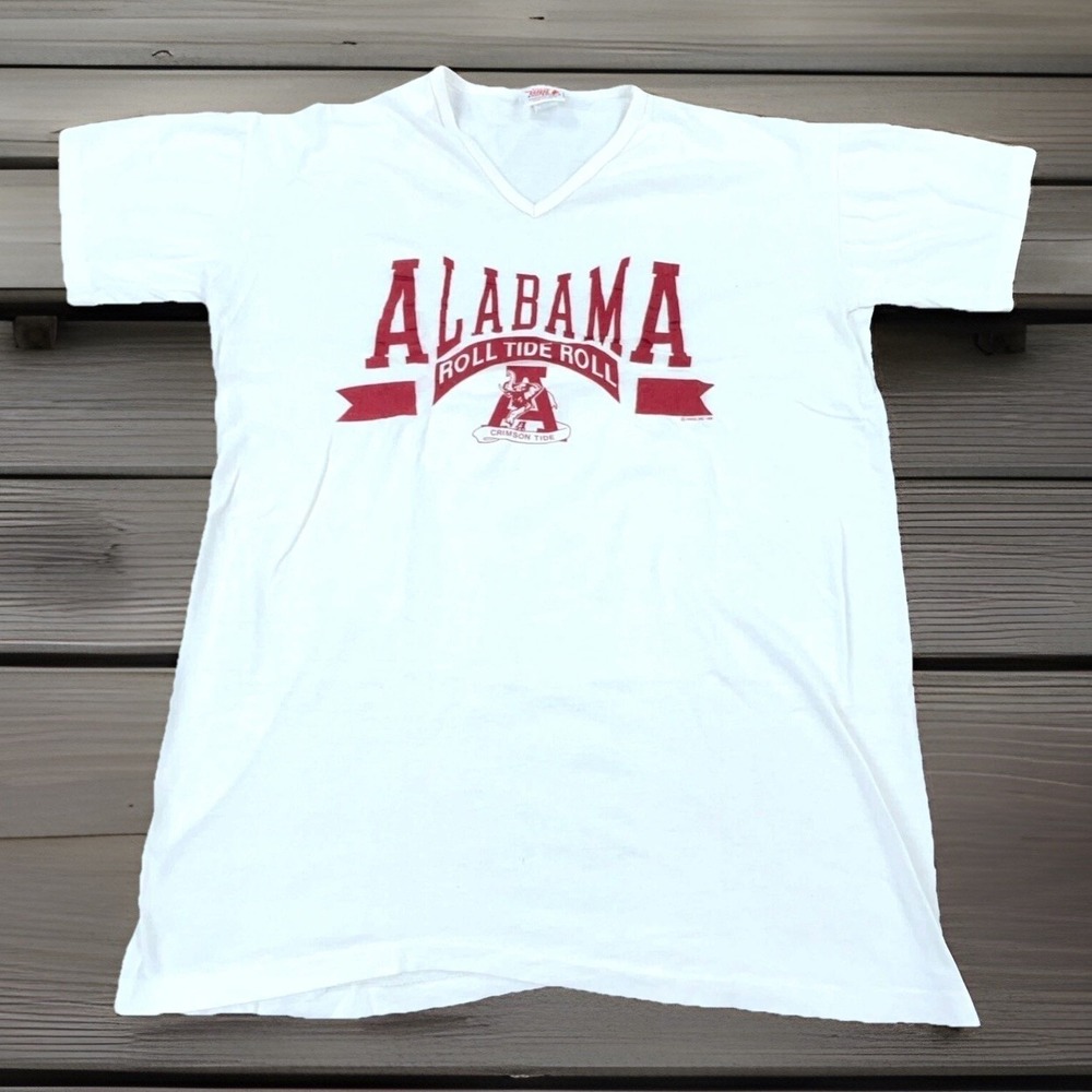 Vintage Alabama Crimson Tide Shirt Men XL White Tee Single Stitch USA 1989 80s *